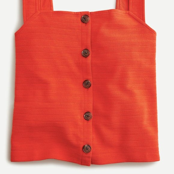 🔴SOLD🔴NWT!! J Crew Boxy 90s Textured Button Tank - Brilliant Sunset Red - Picture 6 of 8